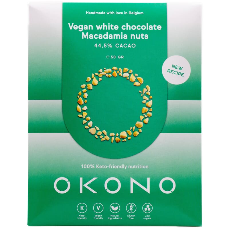 OKONO - Chocolat blanc aux noix de macadamia végétalien Keto