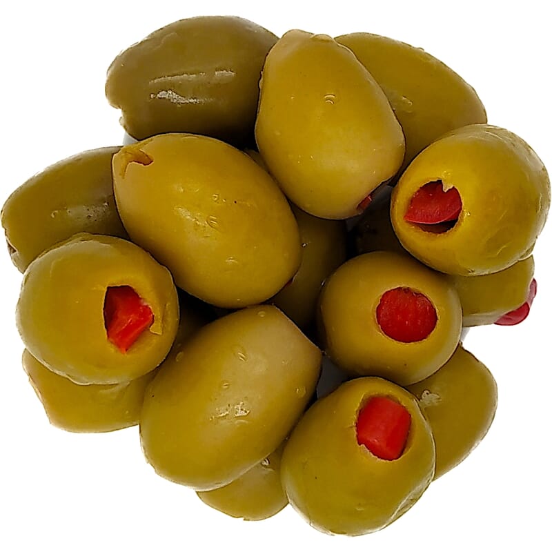 Olives vertes farcies aux poivrons bio