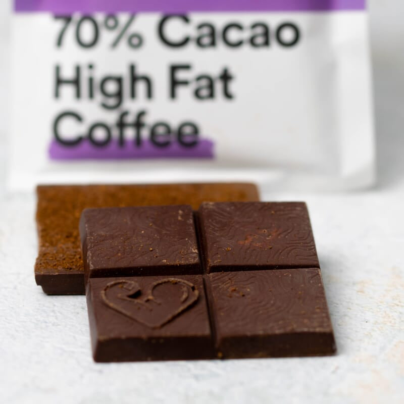 Chocolat noir biologique sans sucre - riche en TCM et café